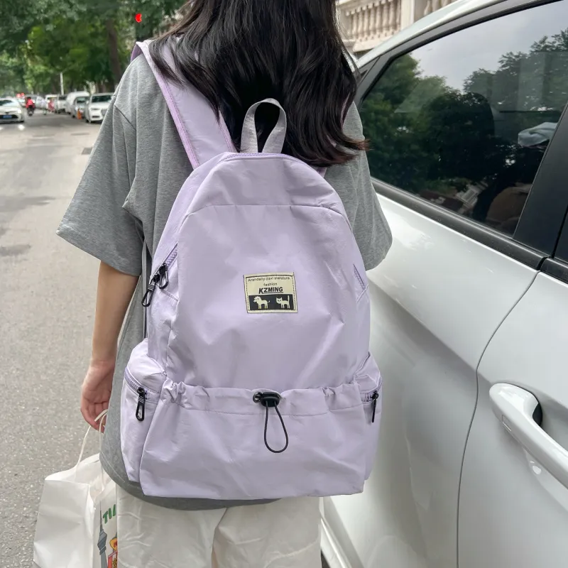 AIBAG Composite Cloth Backpack Unisex White/Black/Pink/Violet-15