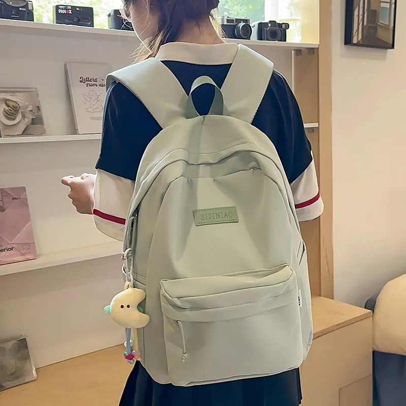 AIBAG Nylon Backpack Unisex Ecru/Green/Purple/Blue/Black-9