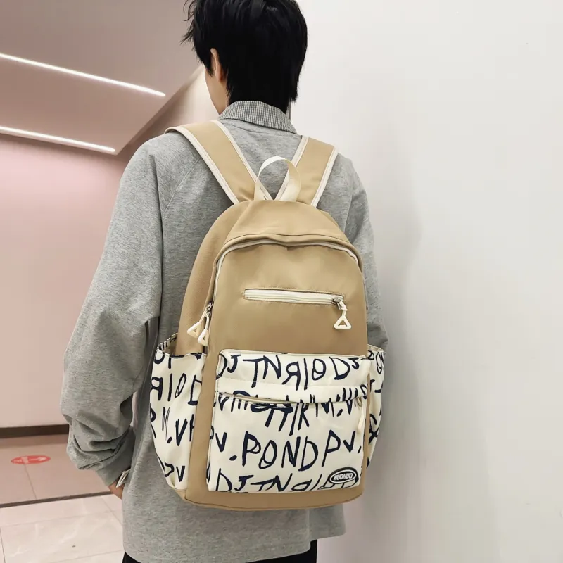 AIBAG Nylon Backpack Unisex Blue White/Blue Green/White/Pink/Khaki-20