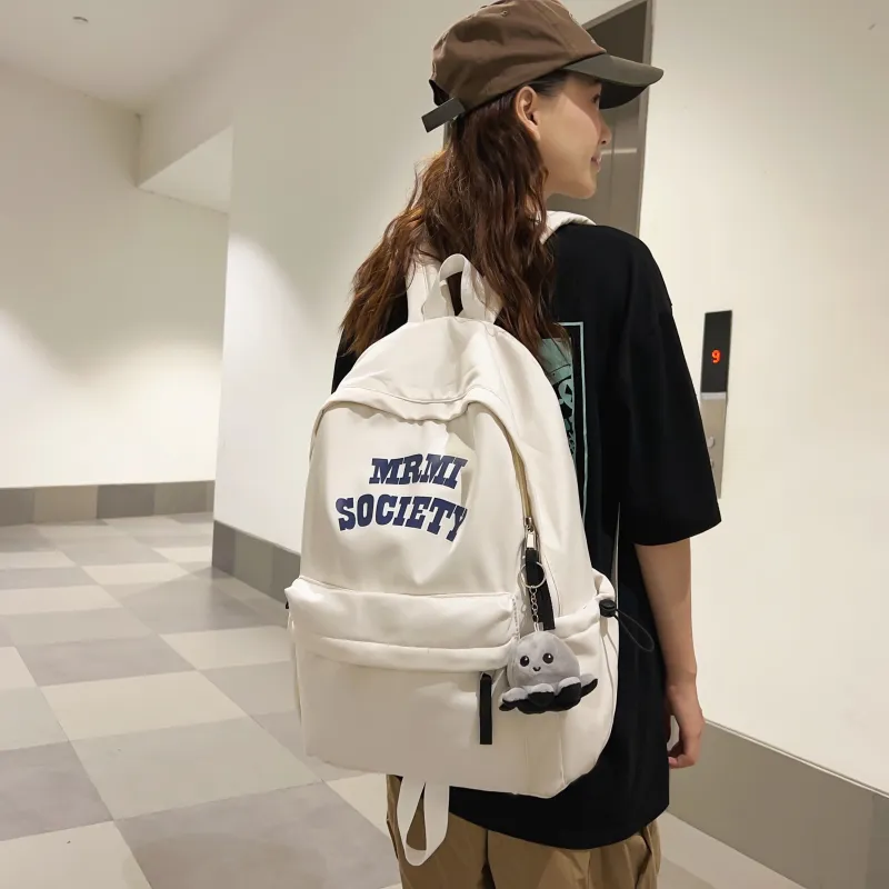AIBAG Nylon Backpack Unisex Ecru/Black/Burgundy/Light Blue-3