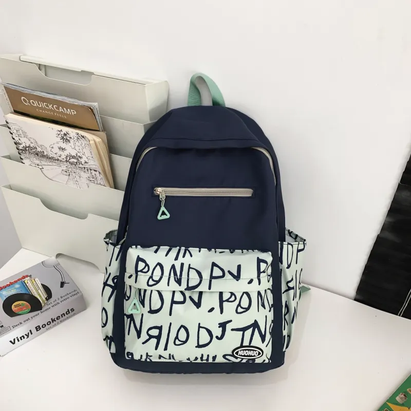 AIBAG Nylon Backpack Unisex Blue White/Blue Green/White/Pink/Khaki-9
