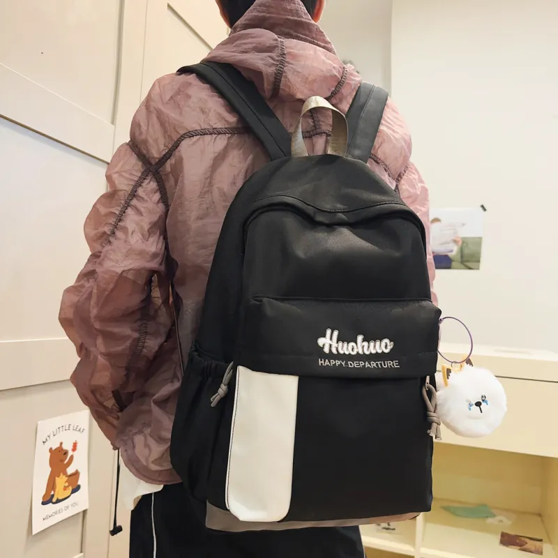 AIBAG Nylon Backpack Unisex White/Black/Purple/Khaki/Blue-9