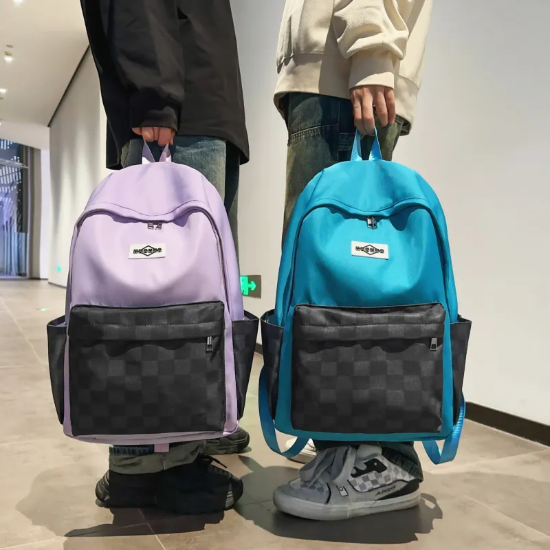AIBAG Nylon Backpack Unisex Black/Pink/Purple/Dark Blue/Navy Blue-13