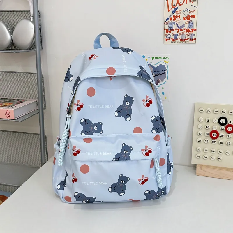 AIBAG Nylon Backpack Unisex White/Black/Green/Blue/Pink-19