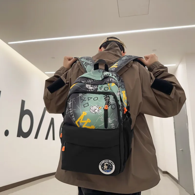 AIBAG Nylon Backpack Men's Gray/Green/Blue-13