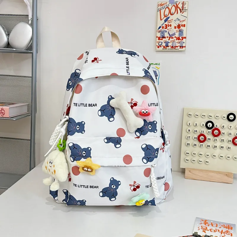AIBAG Nylon Backpack Unisex White/Black/Green/Blue/Pink-1