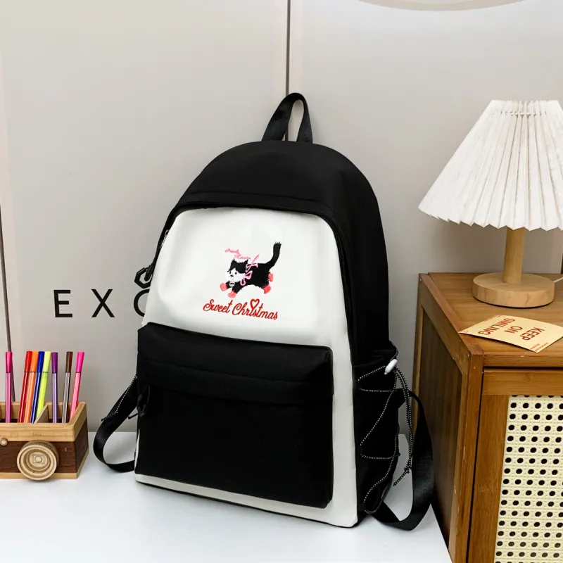 AIBAG Canvas Backpack Unisex White/Grey/Black/Orange-19