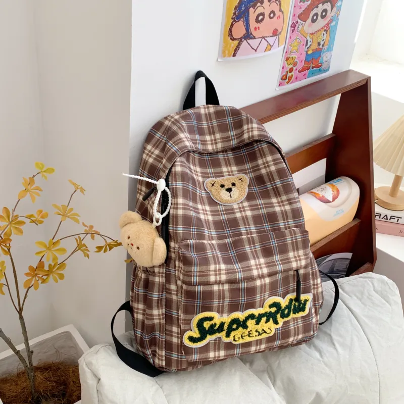 AIBAG Fabric Backpack Unisex Red/Brown/Purple-13