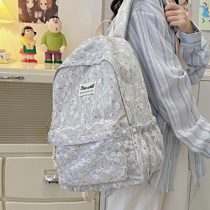 AIBAG Polyester Backpack Unisex White/Gray/Black-9