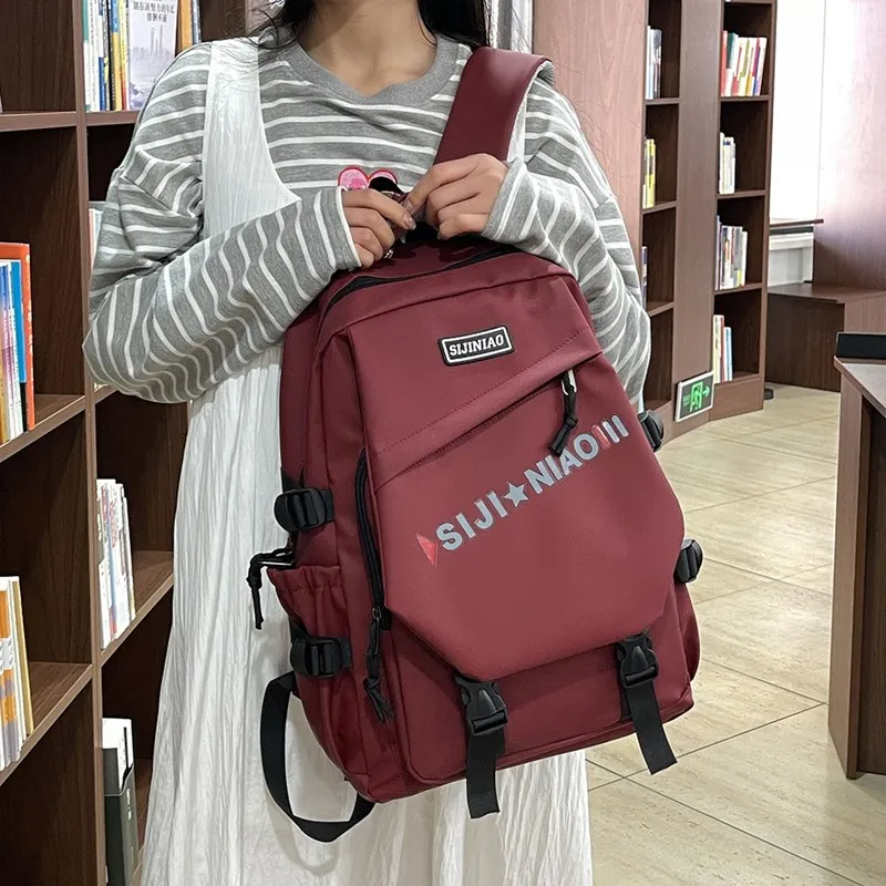 AIBAG Oxford Backpack Unisex Gray/Black/Red/Green/Blue/White-14