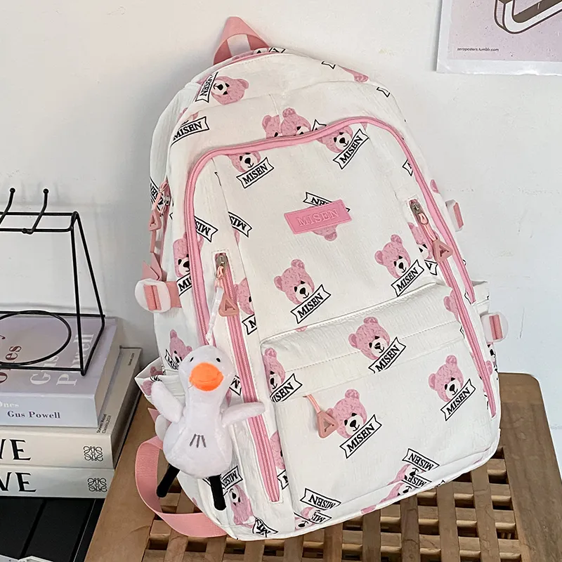 AIBAG Nylon Backpack Unisex Black/Green/Pink/Coffee-13