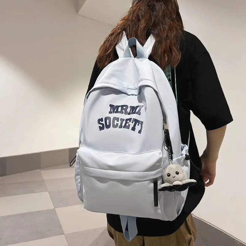 AIBAG Nylon Backpack Unisex Ecru/Black/Burgundy/Light Blue-22