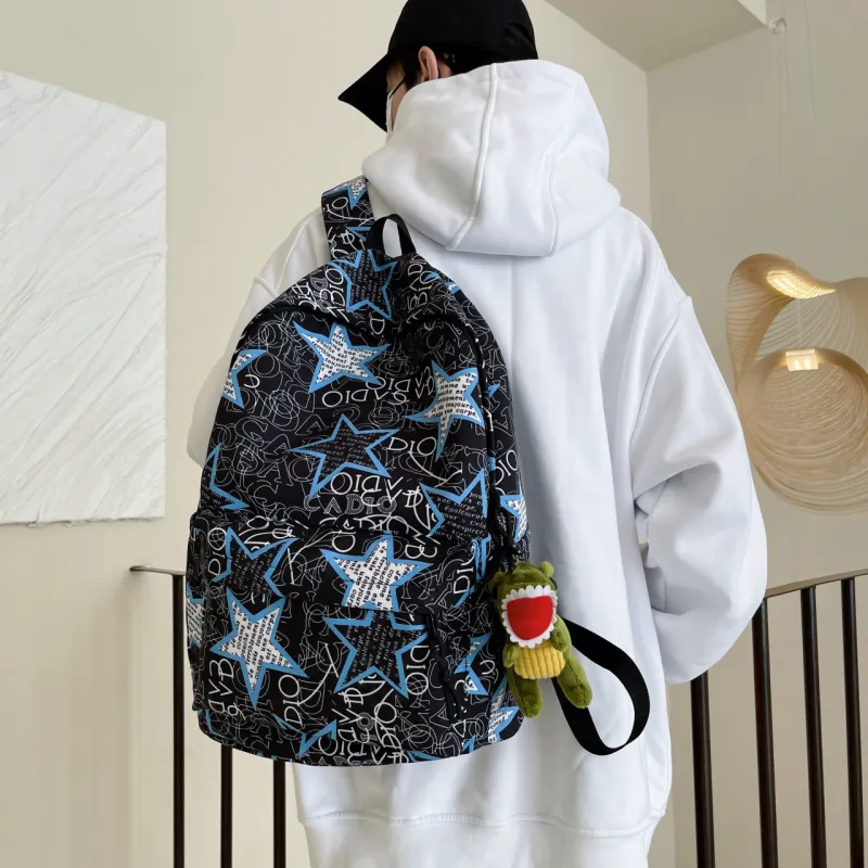 AIBAG Nylon Backpack Unisex Black Gray/Black Green/Black Blue/Black Yellow/White/Khaki-12