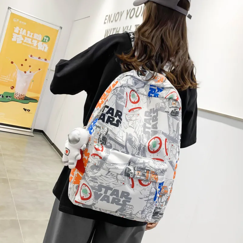 AIBAG Nylon Backpack Unisex Black/Orange/Blue-10