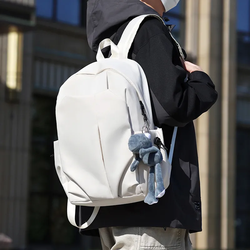AIBAG Nylon Backpack Unisex White/Black/Gray/Red-2