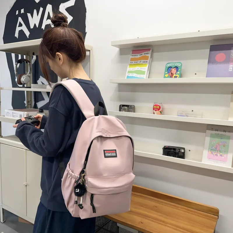 AIBAG Nylon Backpack Unisex Pink/Blue/Green/Black/Gray/White-2