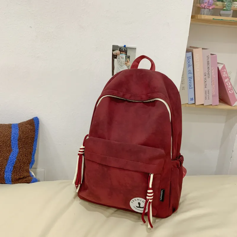 AIBAG Nylon Backpack Unisex Black/Pink/Red/Khaki/Green-12