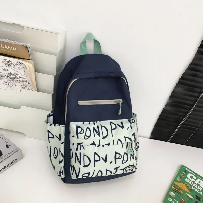 AIBAG Nylon Backpack Unisex Blue White/Blue Green/White/Pink/Khaki-7