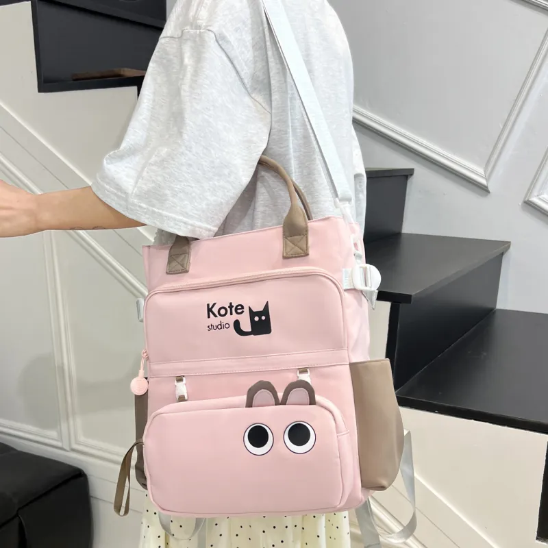 AIBAG Fabric Backpack Unisex Black/Pink/Green/Khaki/Lake Blue-11