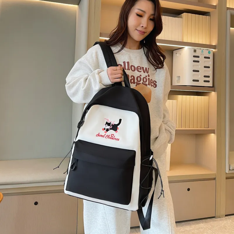 AIBAG Canvas Backpack Unisex White/Grey/Black/Orange-15