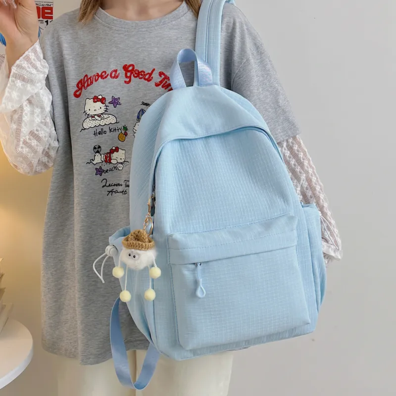 AIBAG Nylon Backpack Unisex White/Black/Pink/Green/Blue-27