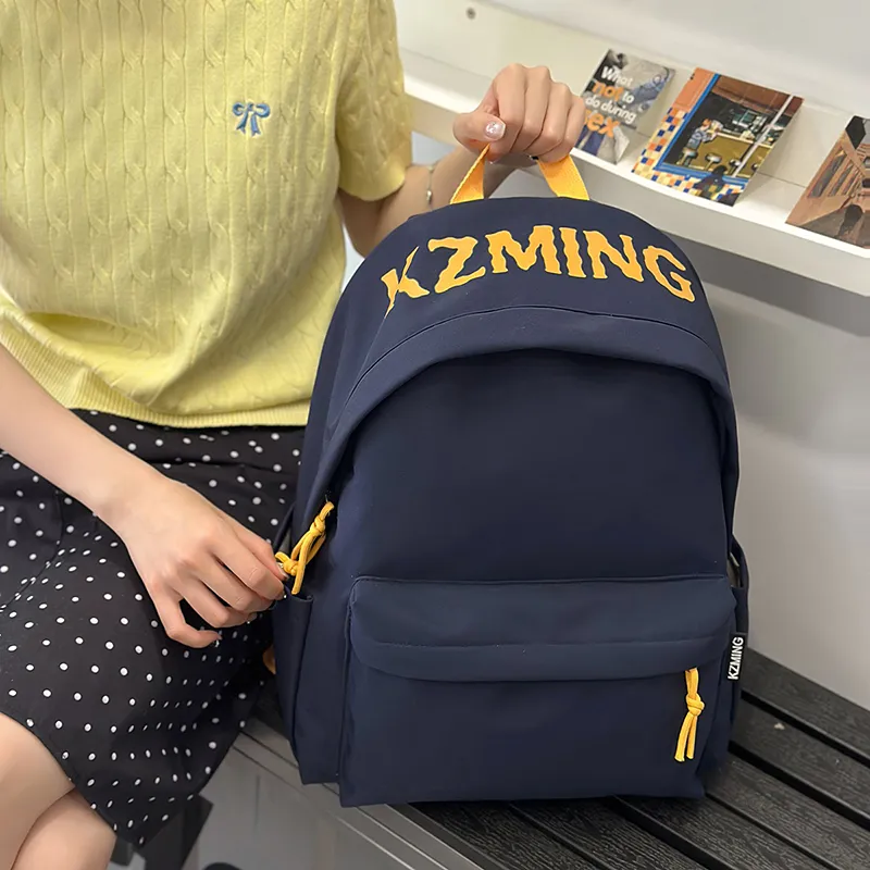 AIBAG Nylon Backpack Unisex Black/Red/Yellow/Navy Blue-19