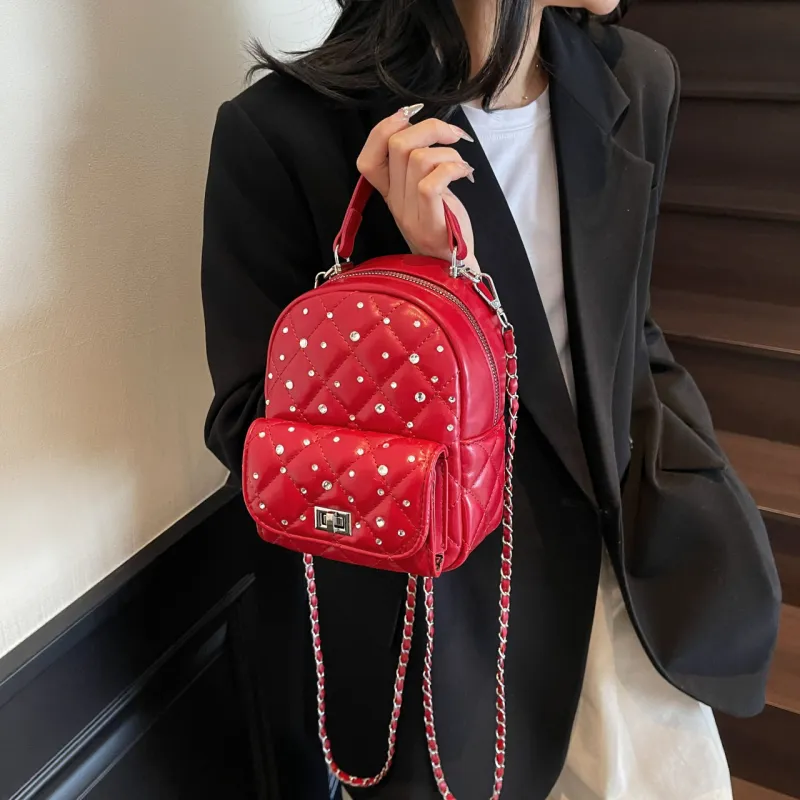 AIBAG PU Backpack Women's Pink/Blue/Red/Yellow/Black/White-13