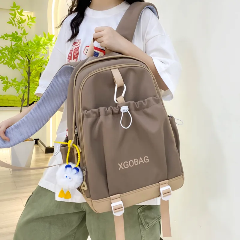 AIBAG Nylon Backpack Unisex White/Black/Purple/Yellow/Green/Brown-20