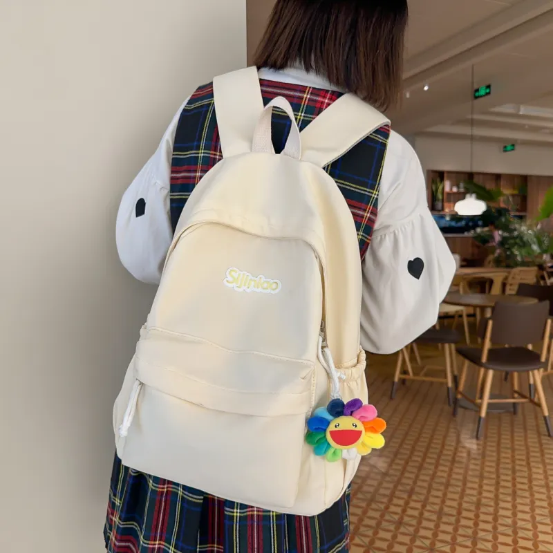 AIBAG Nylon Backpack Unisex White/Black/Blue/Pink-3
