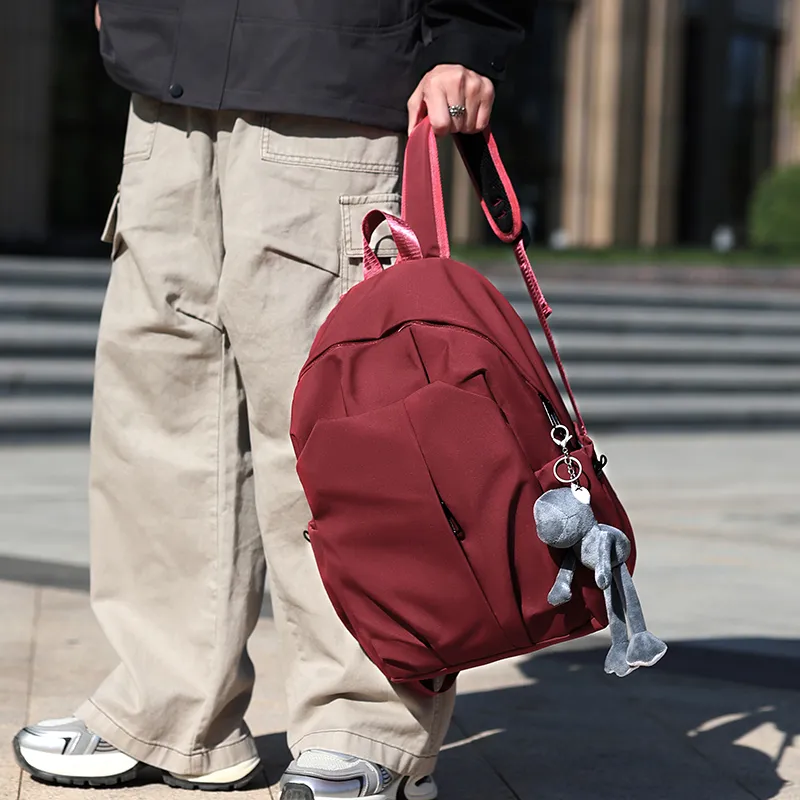AIBAG Nylon Backpack Unisex White/Black/Gray/Red-10