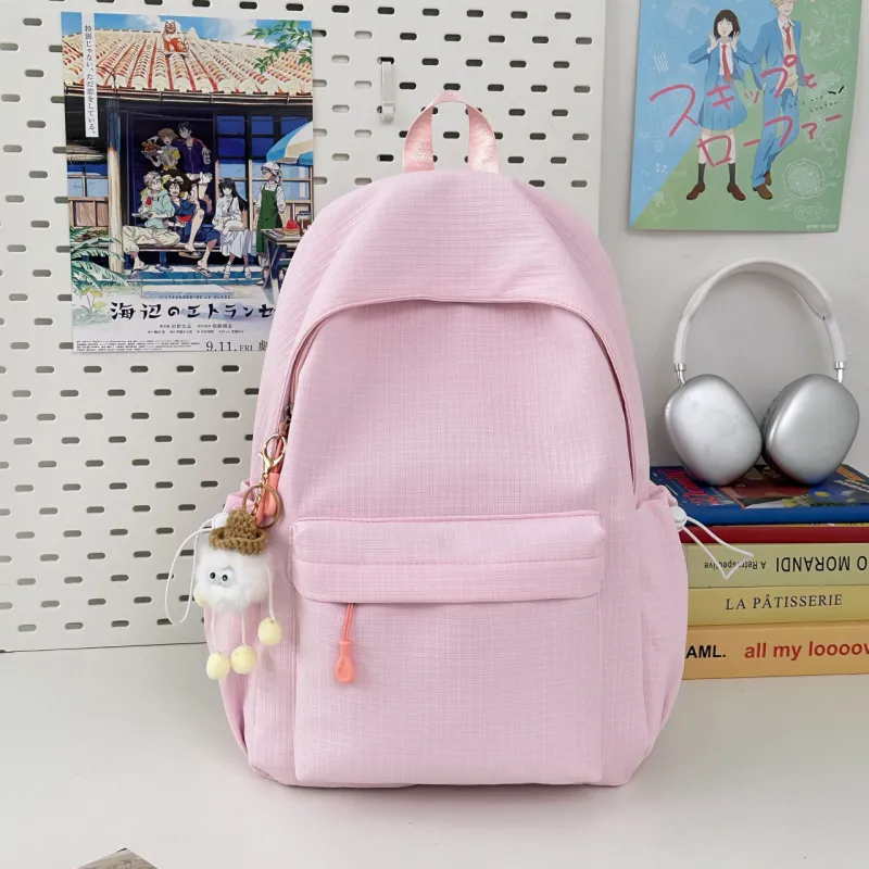 AIBAG Nylon Backpack Unisex White/Black/Pink/Green/Blue-11