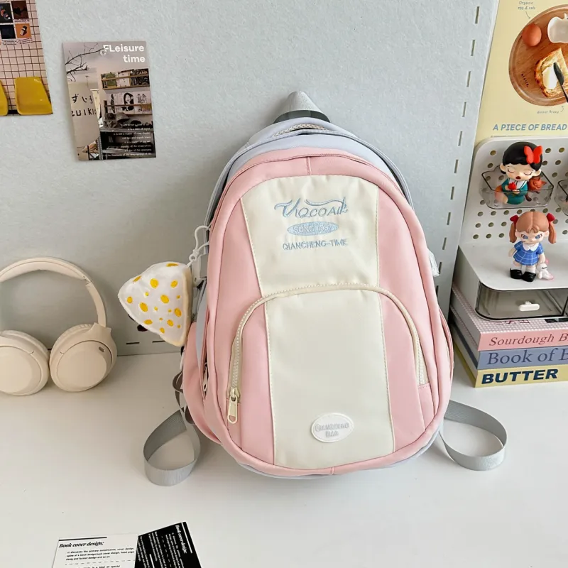 AIBAG Nylon Backpack Unisex Pink/Blue/Green/Yellow/Black-8