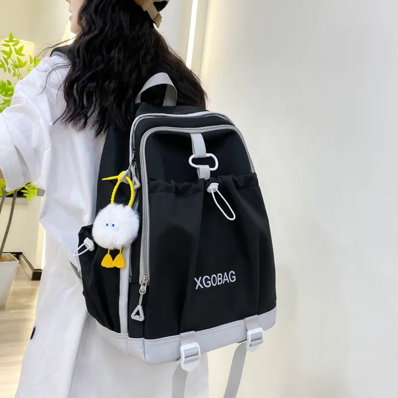 AIBAG Nylon Backpack Unisex White/Black/Purple/Yellow/Green/Brown-2