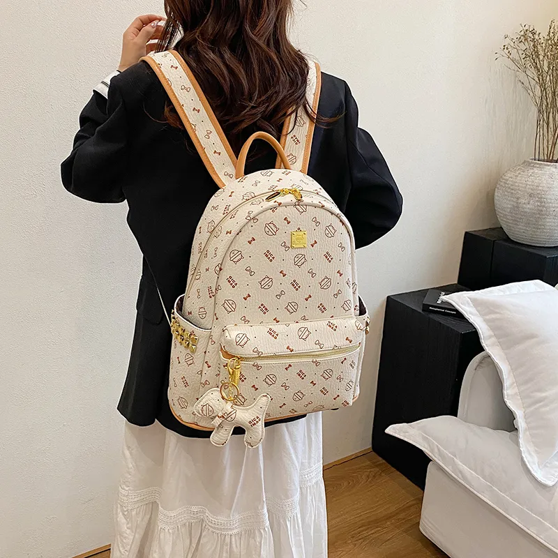 AIBAG PU Backpack Regular Women's Light Pink/Dark Pink/Brown/Beige Yellow/Ecru-27