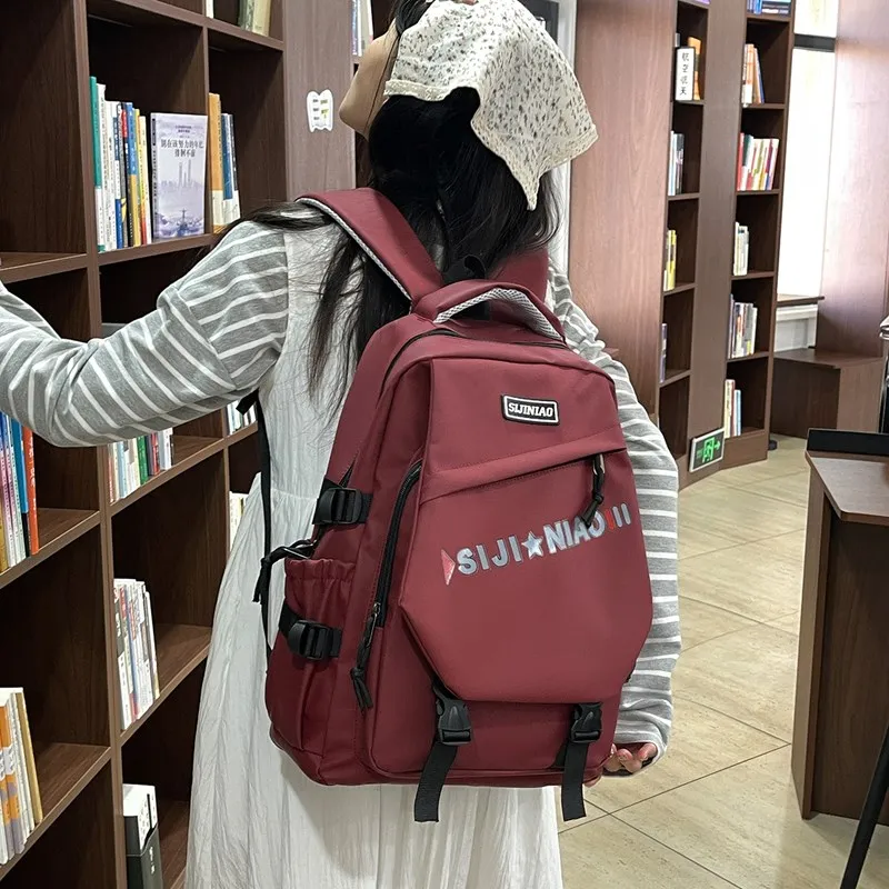 AIBAG Oxford Backpack Unisex Gray/Black/Red/Green/Blue/White-12