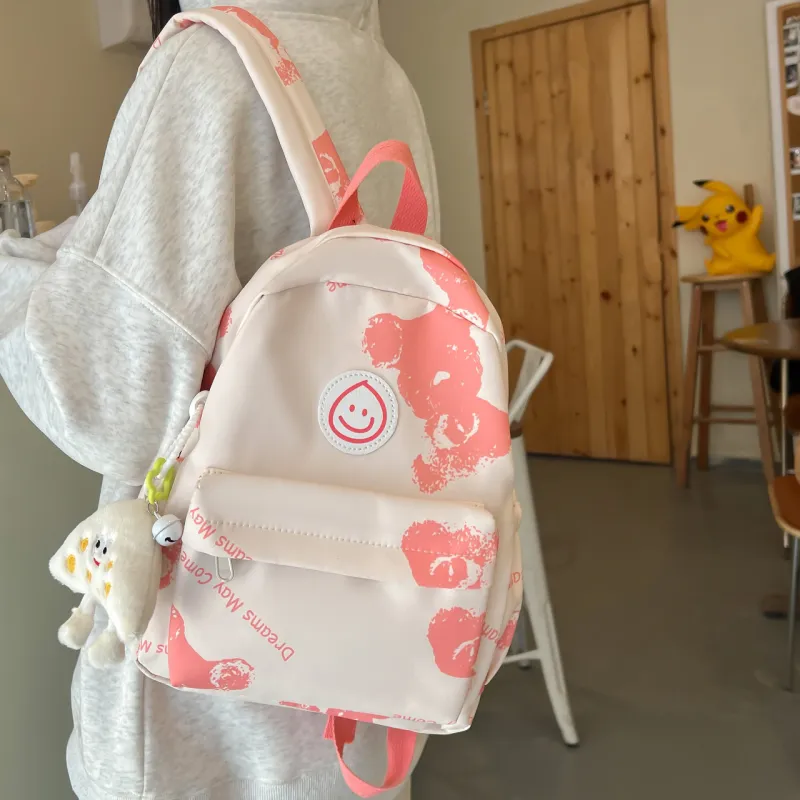 AIBAG Nylon Fabric Backpack Women's Grey/Pink/Blue/Brown-5