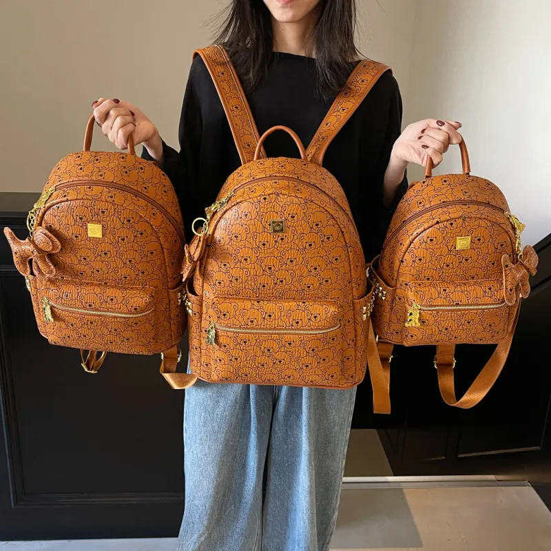AIBAG PU Backpack Women's Ecru/Pink/Brown-15