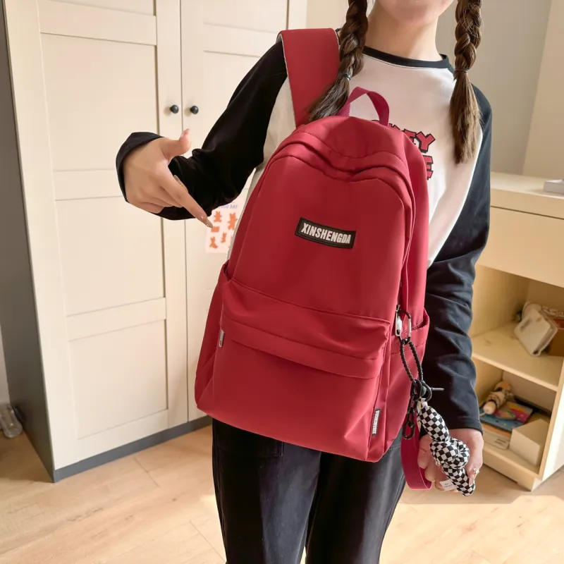 AIBAG Nylon Backpack Unisex White/Black/Red/Khaki/Blue-17
