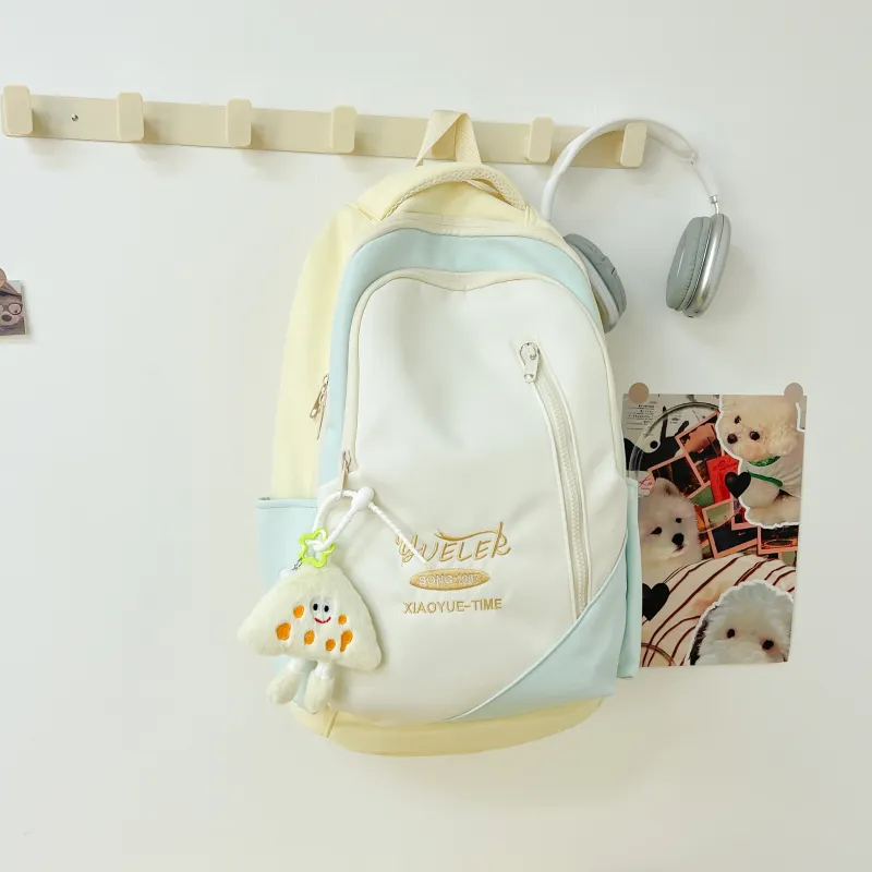 AIBAG Nylon Backpack Unisex Yellow/Green/Blue/Pink/Black-2