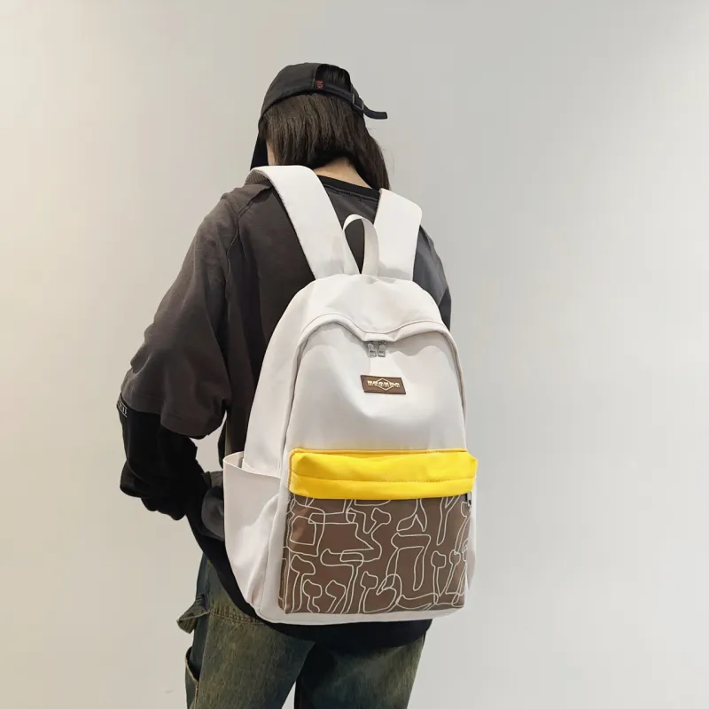AIBAG Nylon Backpack Unisex White/Black/Red/Purple/Blue-3