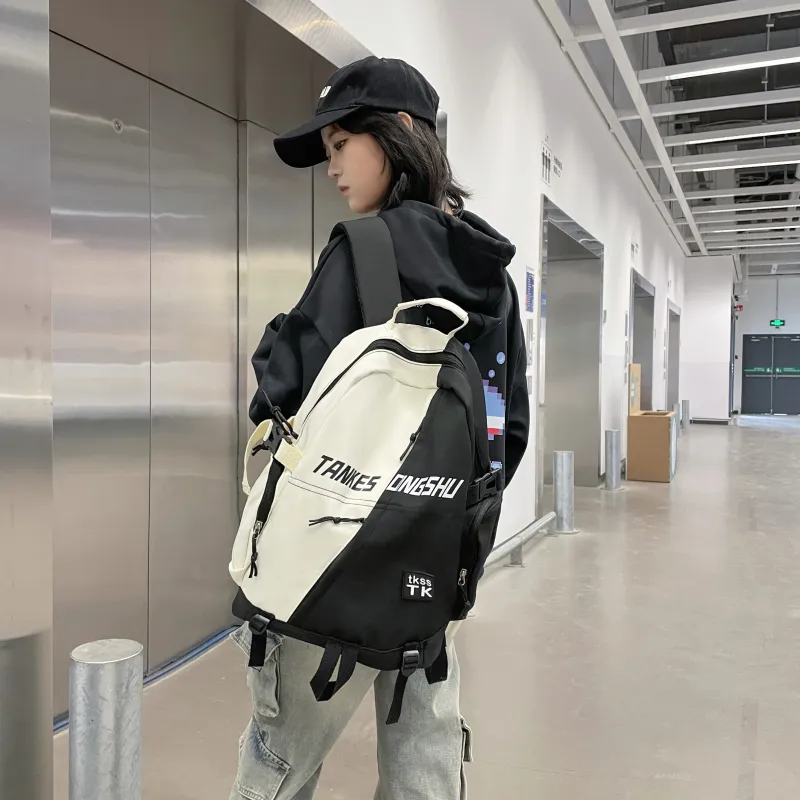 URBAN FOREST Nylon Backpack Unisex White/Red/Green/Blue-1