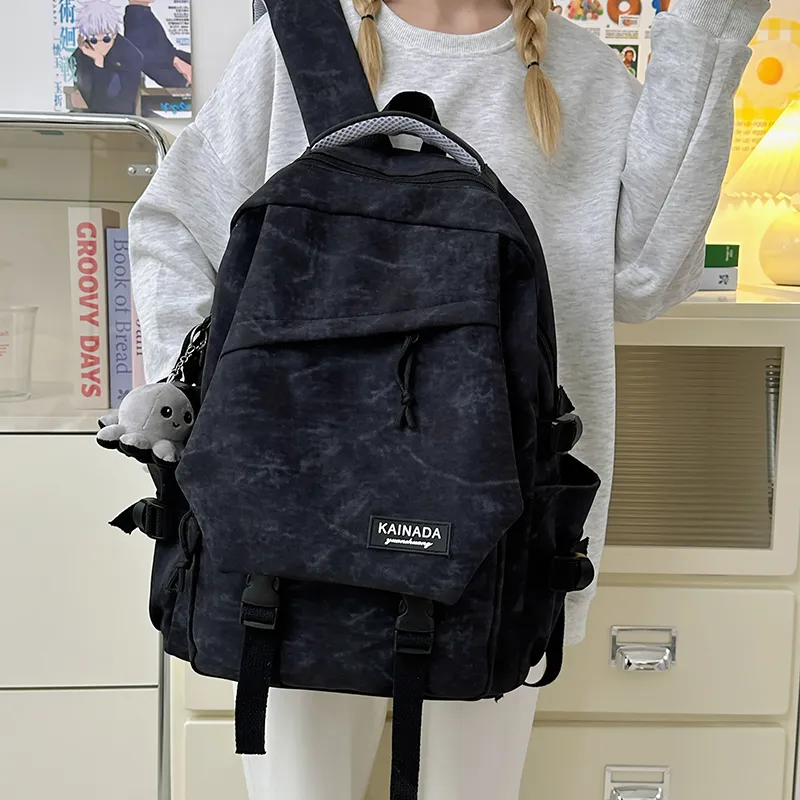 URBAN FOREST Nylon Backpack Unisex Ecru/Black/Burgundy/Green-10