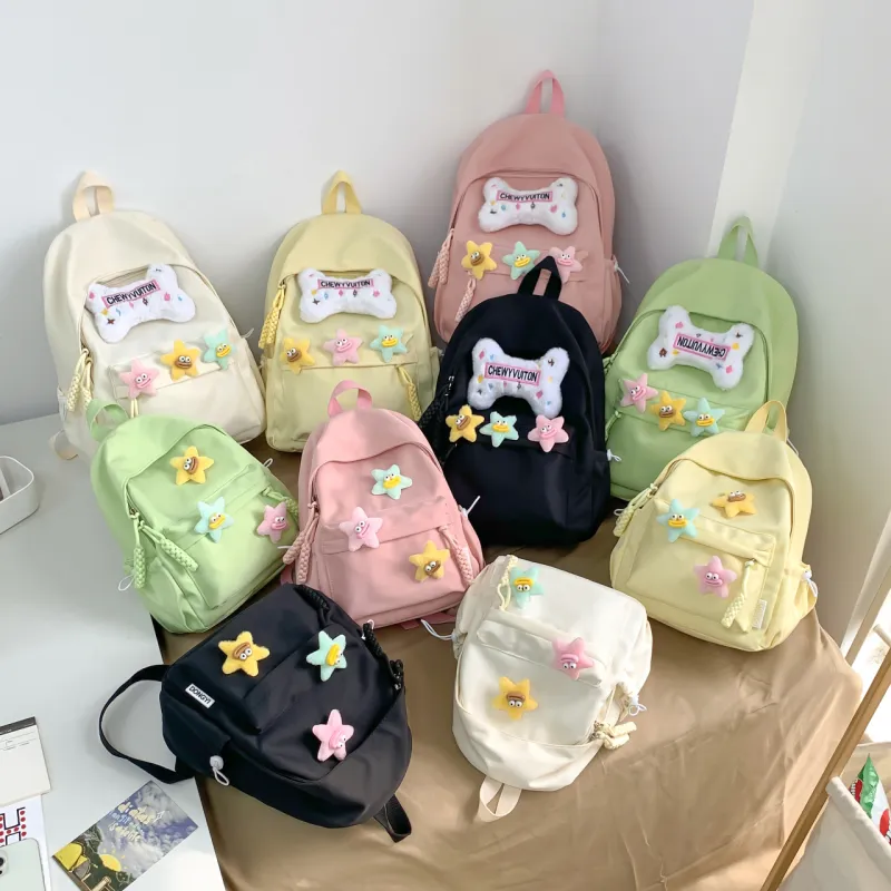 URBAN FOREST Composite Cloth Backpack Unisex Yellow/Pink/Black/Green/White-27