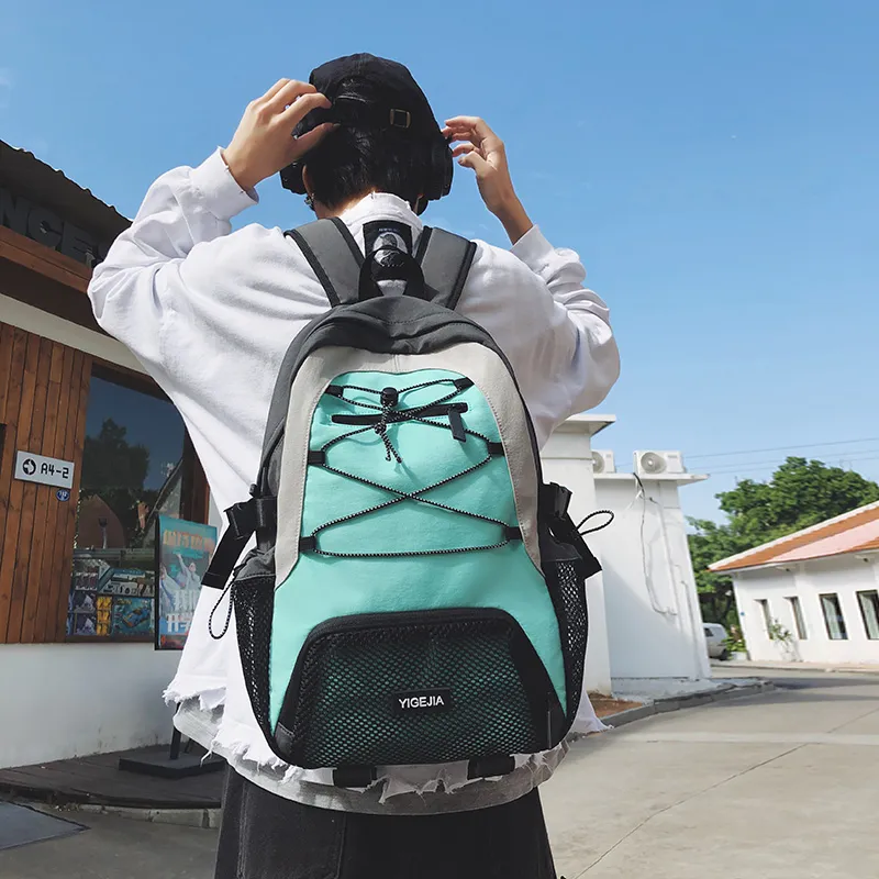 URBAN FOREST Nylon Backpack Unisex Light Green/Violet/Black/Ecru-2