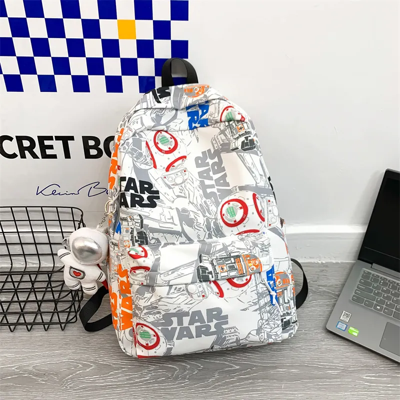 URBAN FOREST Nylon Fabric Backpack Unisex Black/Orange Red/Blue-10