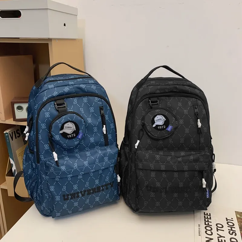 URBAN FOREST Nylon Backpack Unisex White/Gray/Black/Blue/Coffee-20