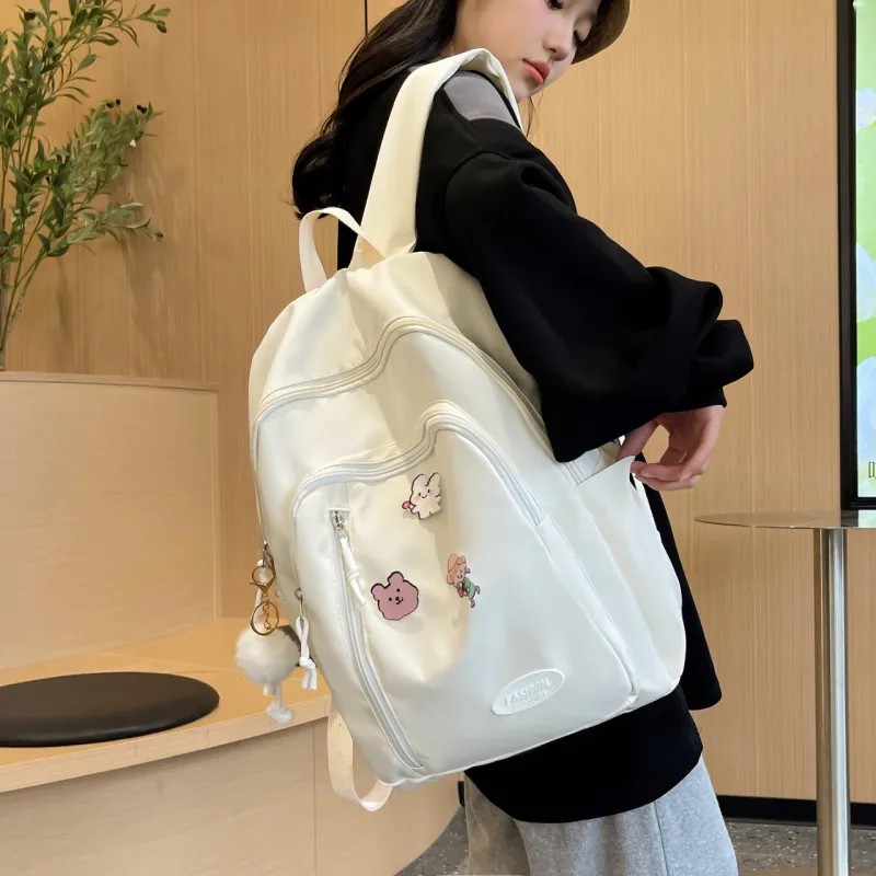 URBAN FOREST Nylon Backpack Unisex Light Yellow/Light Green/Ivory/Black-14