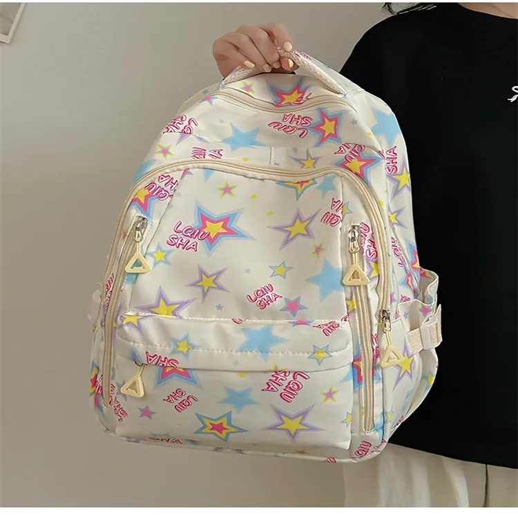 URBAN FOREST Polyester Backpack Unisex Purple/White/Black/Green/Blue/Pink-1