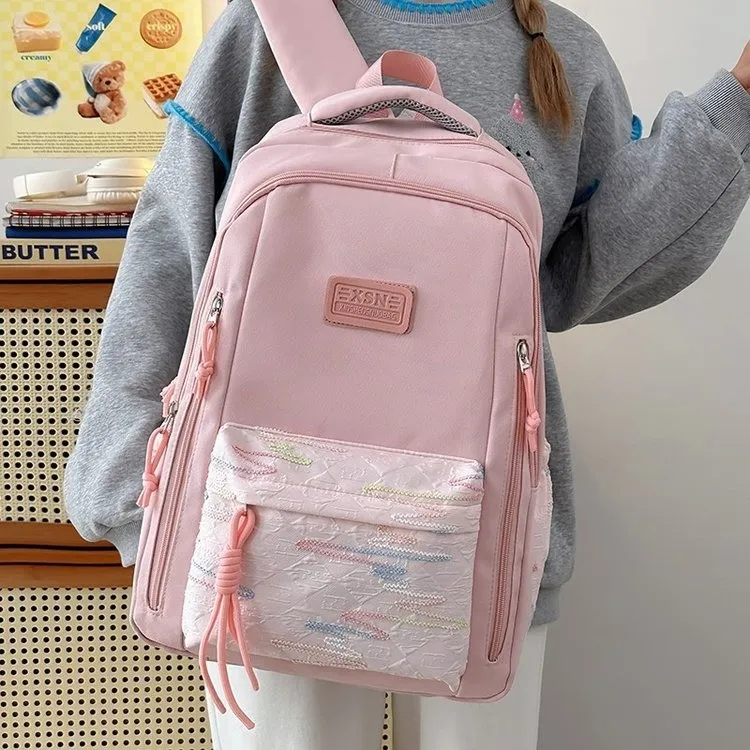 URBAN FOREST Nylon Backpack Regular Unisex White/Black/Pink/Burgundy/Blue-4