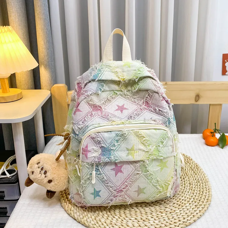URBAN FOREST Canvas Backpack Women's Ecru/Blue-1